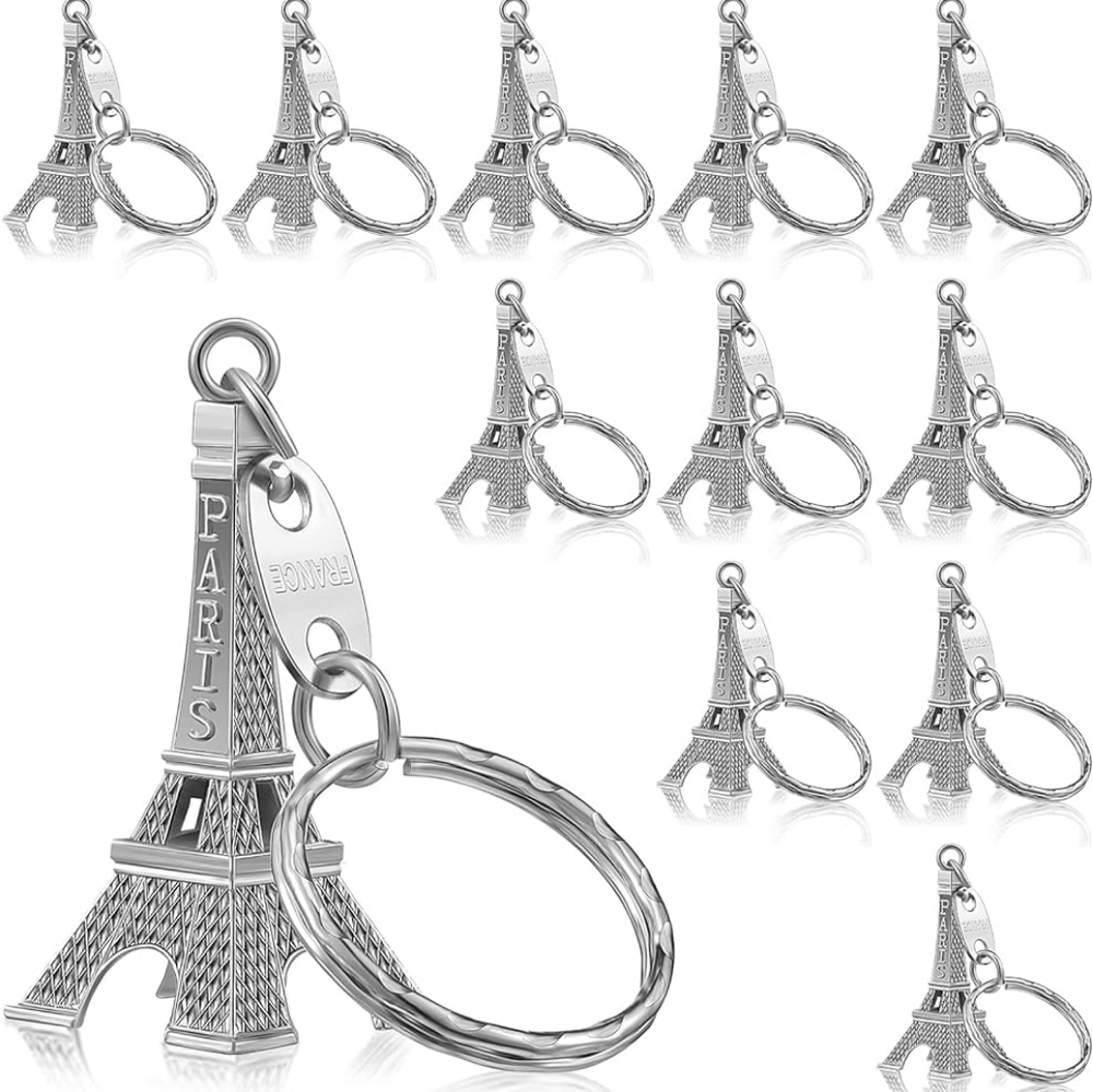15 Piece Silver Eiffel Tower Keychain Set